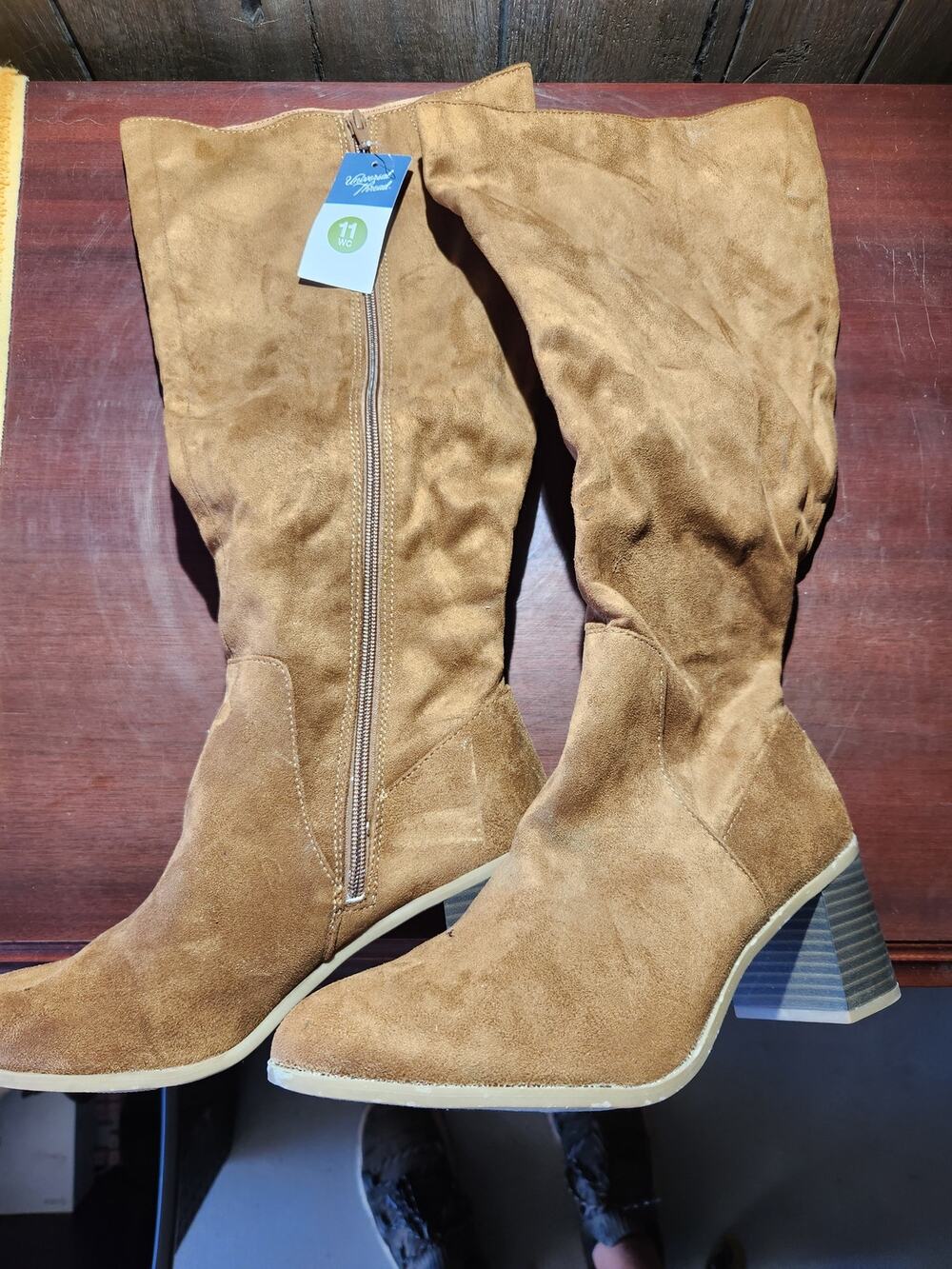 Universal Thread Tan Suede Knee-High Boots Size 11 Wide Calf